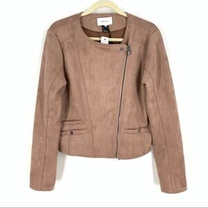 Current/Elliott The Crop Infantry Jacket Pink Faux Suede Size 2 NWT